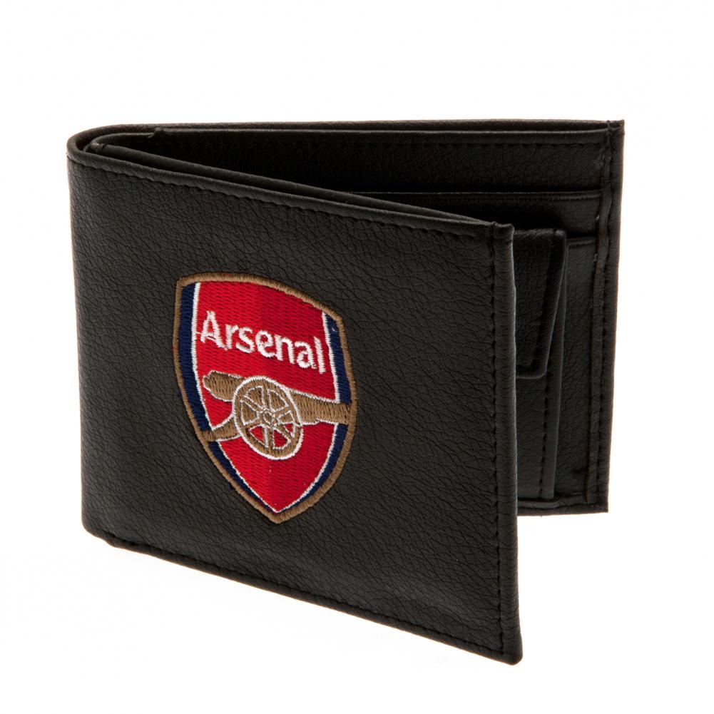 Arsenal FC Black Faux Leather Embroidered Crest Wallet