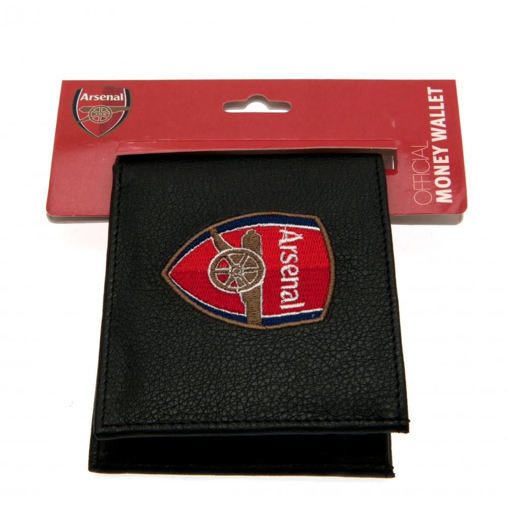 Arsenal FC Black Faux Leather Embroidered Crest Wallet