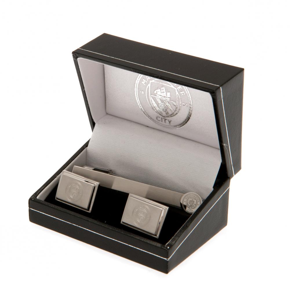 Manchester City FC Stainless Steel Crest Tie Slide & Cufflink Set - Image 4