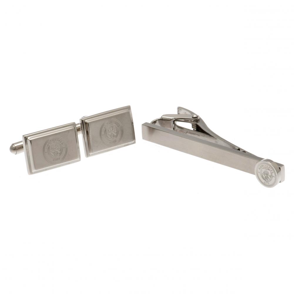 Manchester City FC Stainless Steel Crest Tie Slide & Cufflink Set