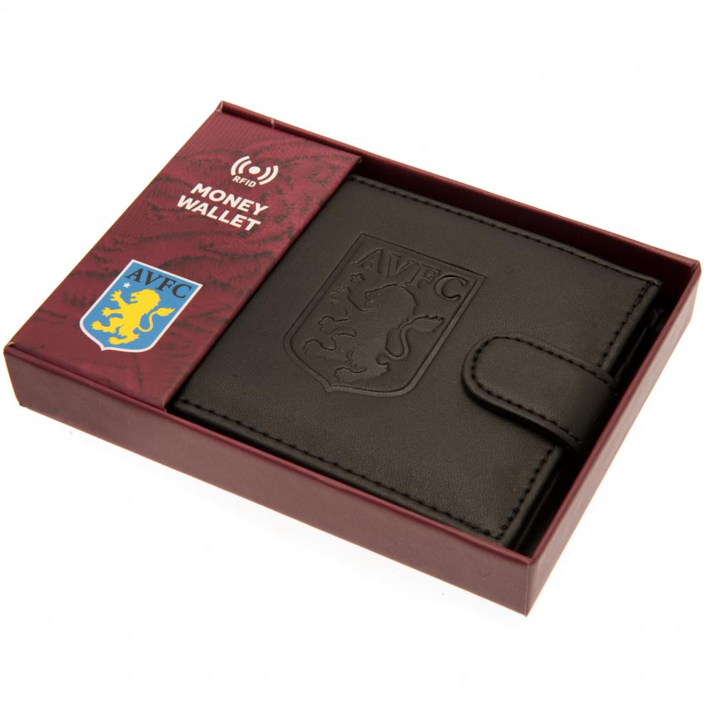 Aston Villa FC Black Leather rfid Anti Fraud Wallet