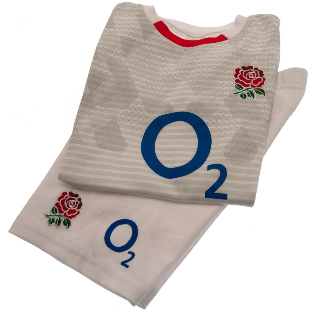 England RFU 6/9 Months White & Grey Shirt & Short Set - Image 4
