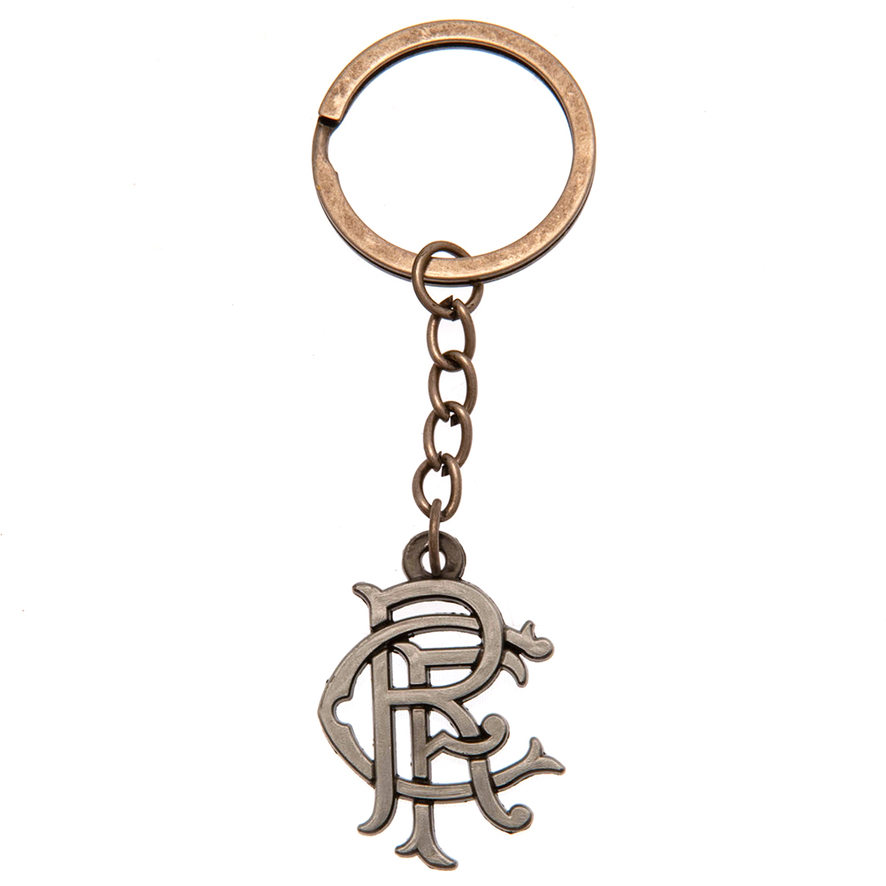 Rangers FC Antique Silver Style Scroll Crest Keyring