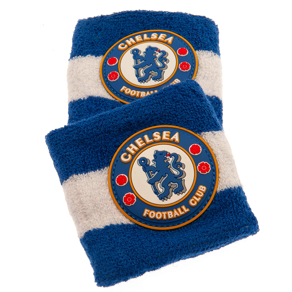 Chelsea FC Crest Blue & White Wristbands - Image 2