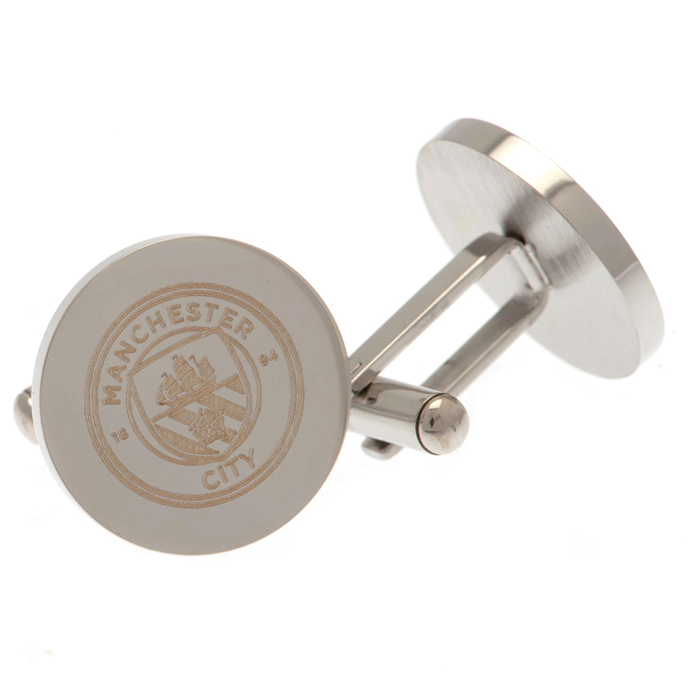 Manchester City FC Stainless Steel Round Crest Cufflinks