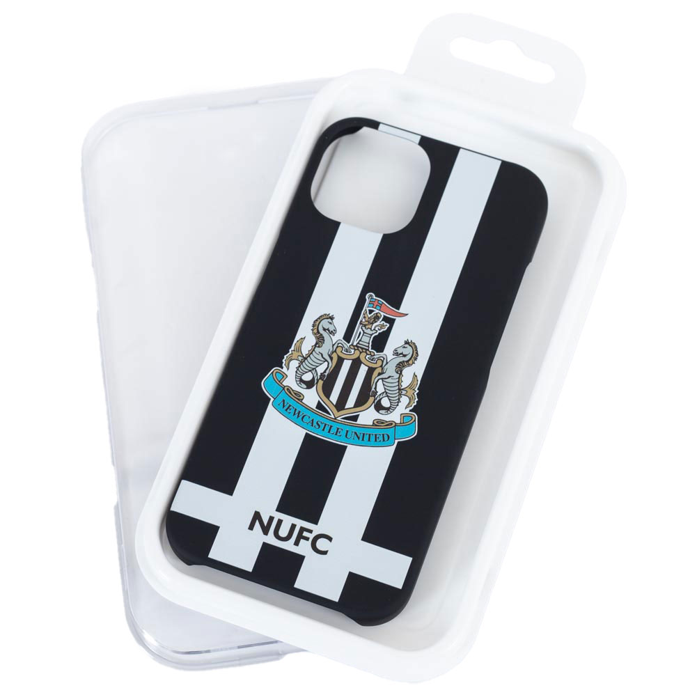 Newcastle United FC iPhone 15 Black & White Striped Hard Case - Image 3