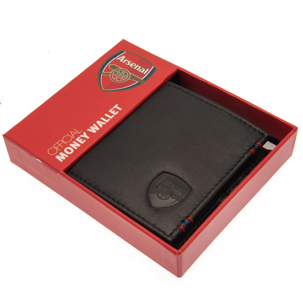 Arsenal FC The Gunners Stitched leather debossed crest wallet from The Football Gift Store
