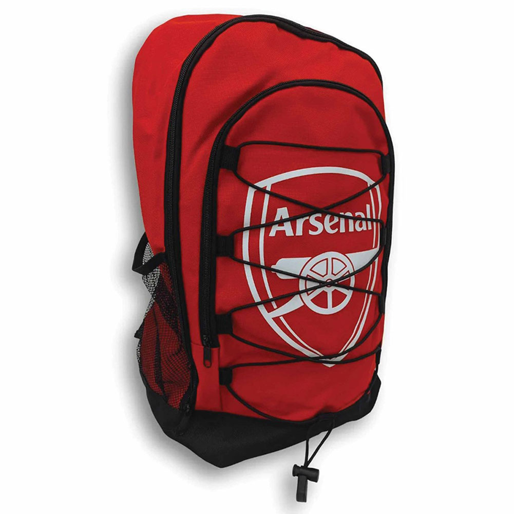 Arsenal FC The Gunners big crest bungee backpack from The Football Gift Store