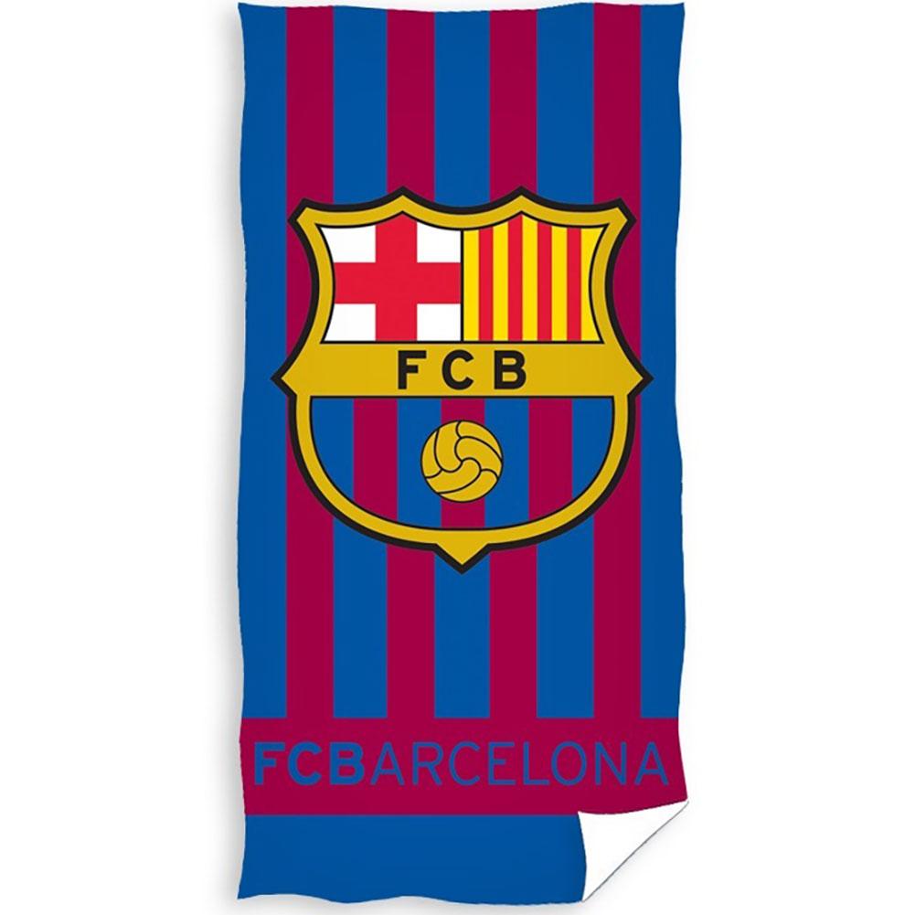 FC Barcelona Crest Striped Beach Towel
