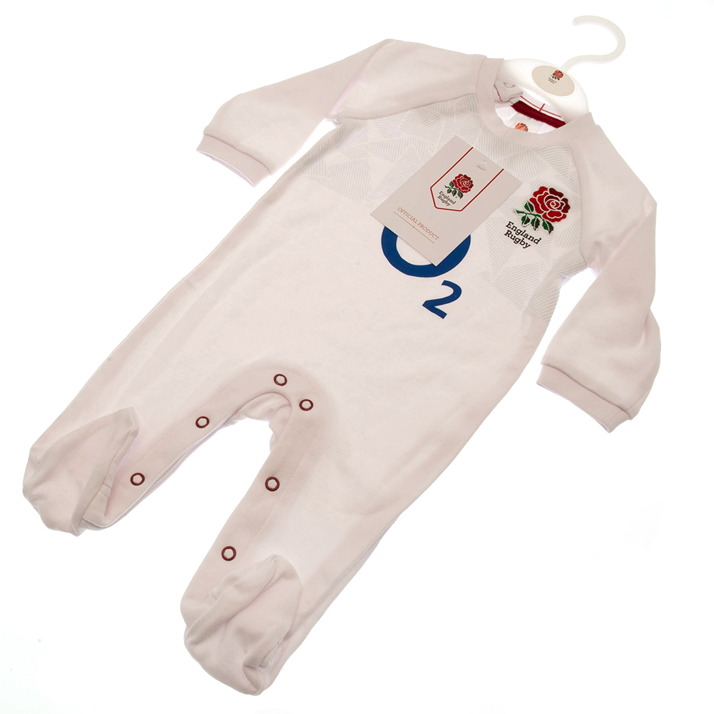England RFU 0-3 Months White Crest Sleepsuit - Image 3
