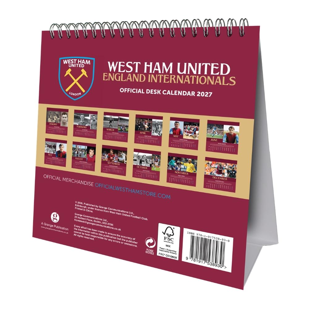 West Ham United FC 2027 Desktop Calendar - Image 3